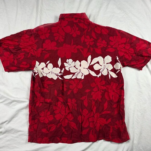 Quiksilver Hawaiian Floral Mens Size XL Red White Short Sleeve Button Up Shirt - Picture 2 of 9